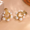 Wholesale Women's Ins Style Geometric Pearl Stainless Steel Goldplated Earrings