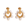 Wholesale Women's Ins Style Geometric Pearl Stainless Steel Goldplated Earrings