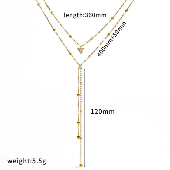 Wholesale Women's Ins Style Geometric Rhinestonestudded Stainless Steel And Titanium Steel Oshaped Chain Necklace With Pvd Furnace Vacuum Real Gold Plating