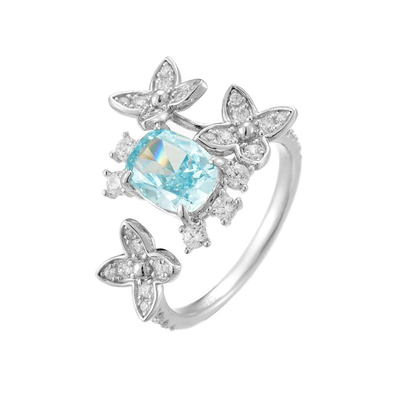 Wholesale Women's Ins Style Geometric 925 Silver Electroplated Open Ring