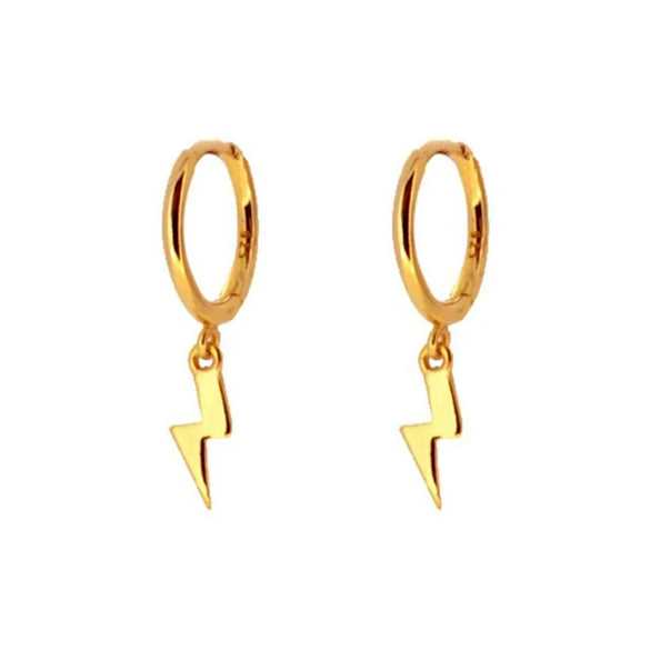 Wholesale Women's Ins Style Geometric Silver Needle Copper Electroplated Lightning Pendant Earrings