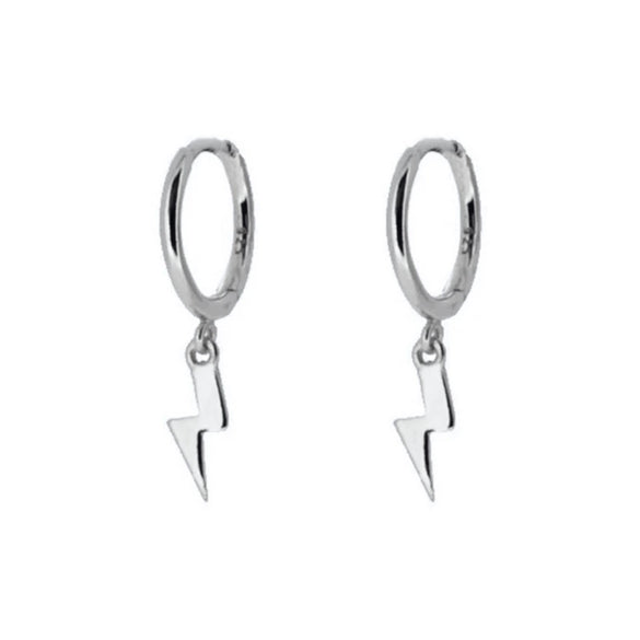 Wholesale Women's Ins Style Geometric Silver Needle Copper Electroplated Lightning Pendant Earrings