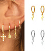 Wholesale Women's Ins Style Geometric Silver Needle Copper Electroplated Lightning Pendant Earrings