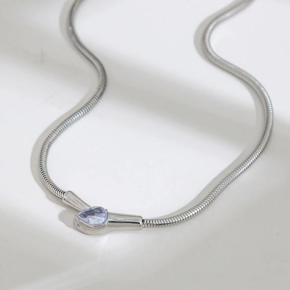 Wholesale Women's Ins Style Geometric Snake Head Stainless Steel Electroplated Snake Bone Chain Necklace