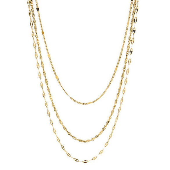 Wholesale Women's Ins Style Geometric Stainless Steel And Titanium Steel Electroplated Three Layer Necklace