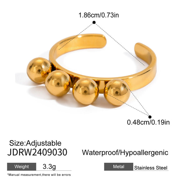Wholesale Women's Ins Style Geometric Stainless Steel Electroplated Adjustable Open Ring