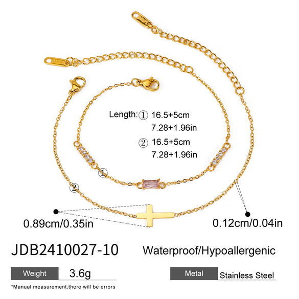 Wholesale Women's Ins Style Geometric Stainless Steel Electroplated Birthstone Bracelet Set