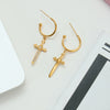 Wholesale Women's Ins Style Geometric Stainless Steel Electroplated Cross Earrings