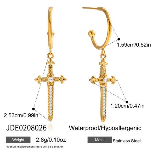 Wholesale Women's Ins Style Geometric Stainless Steel Electroplated Cross Earrings