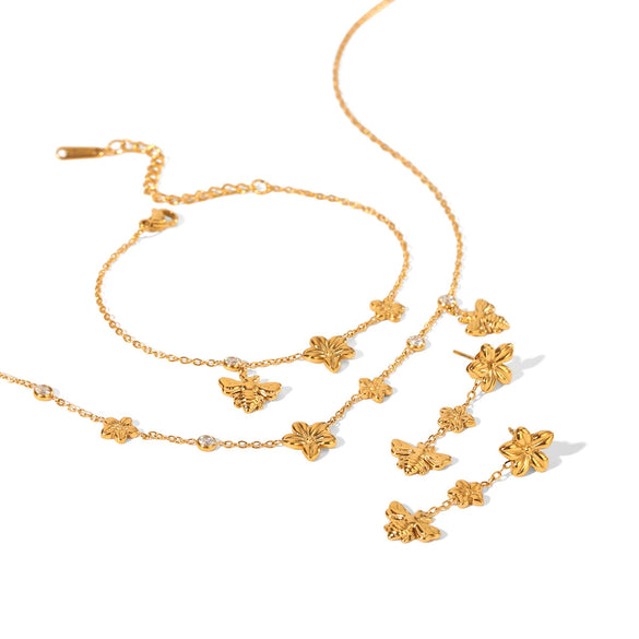 Wholesale Women's Ins Style Geometric Stainless Steel Electroplated Earrings Necklaces And Bracelets