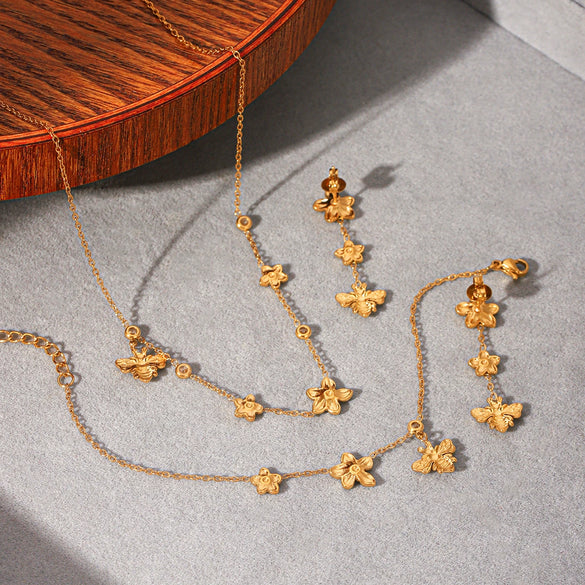 Wholesale Women's Ins Style Geometric Stainless Steel Electroplated Earrings Necklaces And Bracelets
