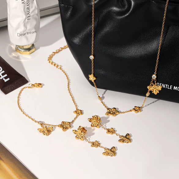 Wholesale Women's Ins Style Geometric Stainless Steel Electroplated Earrings Necklaces And Bracelets