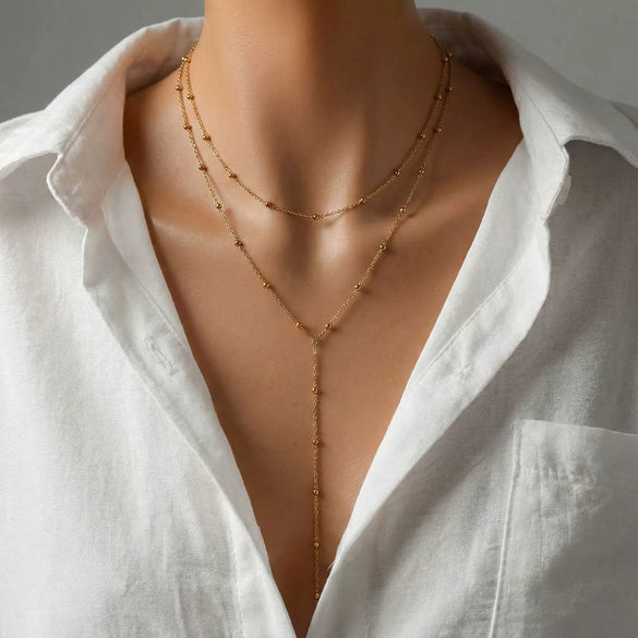 Wholesale Women's Ins Style Geometric Stainless Steel Electroplated Yshaped Necklace