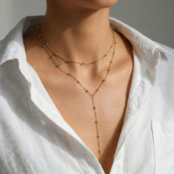 Wholesale Women's Ins Style Geometric Stainless Steel Electroplated Yshaped Necklace