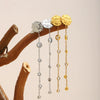 Wholesale Women's Ins Style Geometric Stainless Steel 18K Gold Plated Tassel Stud Earrings
