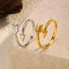 Wholesale Women's Ins Style Geometric Stainless Steel Titanium Steel Ring With Vacuum Real Gold Plating In Pvd Furnace