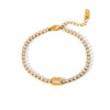 Wholesale Women's Ins Style Geometric Stainless Steel Zircon Inlaid Handmade Bracelet