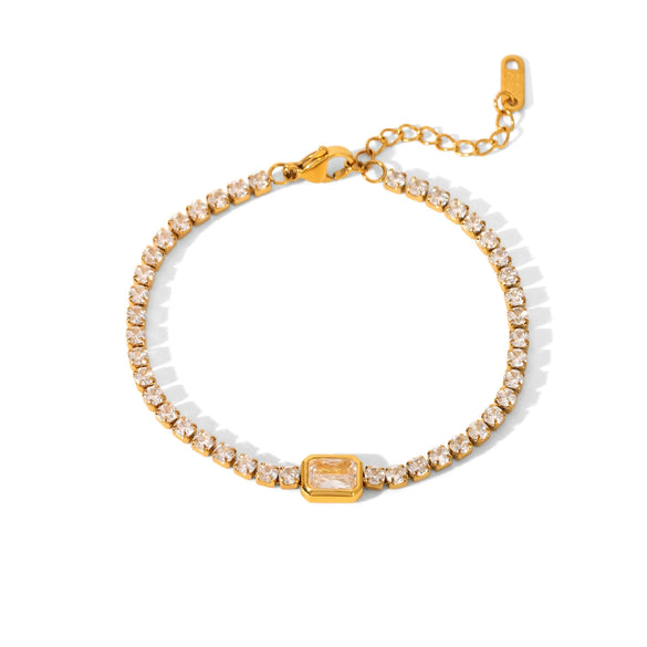 Wholesale Women's Ins Style Geometric Stainless Steel Zircon Inlaid Handmade Bracelet