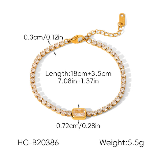 Wholesale Women's Ins Style Geometric Stainless Steel Zircon Inlaid Handmade Bracelet