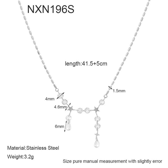 Wholesale Women's Ins Style Geometric Star Stainless Steel 18K Gold Plated Necklace Tassel Choker Jewelry