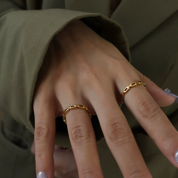 Wholesale Women's Ins Style Geometric Titanium Steel Electroplated Ring