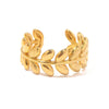 Wholesale Women's Ins Style Geometric Titanium Steel Open Ring With Olive Branch Leaf Design And Electroplating Treatment