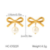 Wholesale Women's Ins Style Minimalist Bow Tie Stainless Steel Electroplated Earrings