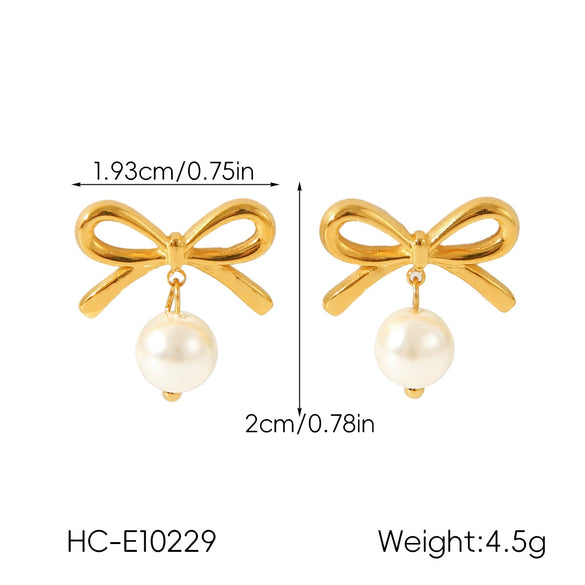 Wholesale Women's Ins Style Minimalist Bow Tie Stainless Steel Electroplated Earrings