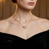 Wholesale Women's Ins Style Minimalist Drop Shape Zircon Stainless Steel 18K Gold Plated Pendant Necklace With Oshaped Chain