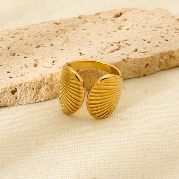 Wholesale Women's Ins Style Minimalist Geometric Stainless Steel Electroplated Open Ring Jewelry