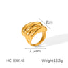 Wholesale Women's Ins Style Minimalist Geometric Stainless Steel Electroplated Water Drop Wave Ring