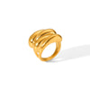 Wholesale Women's Ins Style Minimalist Geometric Stainless Steel Electroplated Water Drop Wave Ring