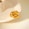 Wholesale Women's Ins Style Minimalist Geometric Stainless Steel Electroplated Water Drop Wave Ring