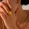 Wholesale Women's Ins Style Minimalist Geometric Stainless Steel Electroplated Water Drop Wave Ring