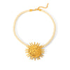 Wholesale Women's Ins Style Minimalist Geometric Stainless Steel Hammered Sun Pendant Necklace With Twist Chain And Electroplating