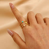 Wholesale Women's Ins Style Minimalist Heart Shape Electroplated Stainless Steel Openended Diamondencrusted Hollow Ring
