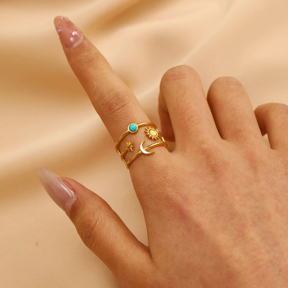 Wholesale Women's Ins Style Minimalist Heart Shape Electroplated Stainless Steel Openended Diamondencrusted Hollow Ring