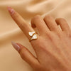 Wholesale Women's Ins Style Minimalist Heart Shape Electroplated Stainless Steel Openended Diamondencrusted Hollow Ring