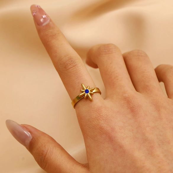 Wholesale Women's Ins Style Minimalist Heart Shape Electroplated Stainless Steel Openended Diamondencrusted Hollow Ring