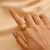 Wholesale Women's Ins Style Minimalist Heart Shape Electroplated Stainless Steel Openended Diamondencrusted Hollow Ring