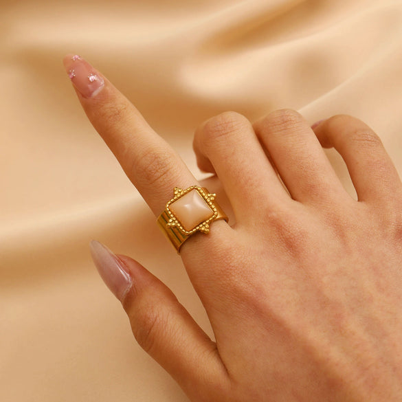 Wholesale Women's Ins Style Minimalist Heart Shape Electroplated Stainless Steel Openended Diamondencrusted Hollow Ring