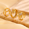 Wholesale Women's Ins Style Minimalist Heart Shape Electroplated Stainless Steel Openended Diamondencrusted Hollow Ring