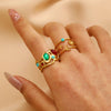 Wholesale Women's Ins Style Minimalist Heart Shape Electroplated Stainless Steel Openended Diamondencrusted Hollow Ring