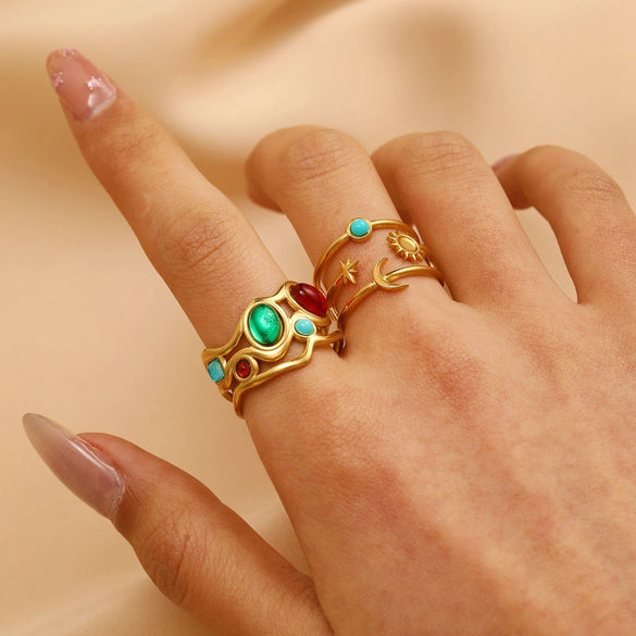 Wholesale Women's Ins Style Minimalist Heart Shape Electroplated Stainless Steel Openended Diamondencrusted Hollow Ring