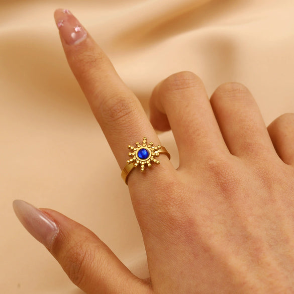 Wholesale Women's Ins Style Minimalist Heart Shape Electroplated Stainless Steel Openended Diamondencrusted Hollow Ring