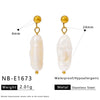 Wholesale Women's Ins Style Minimalist Star Pattern Stainless Steel Earrings With Shell And Pearl Pendant 18K Gold Plated