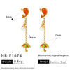 Wholesale Women's Ins Style Minimalist Star Pattern Stainless Steel Earrings With Shell And Pearl Pendant 18K Gold Plated