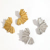 Wholesale Women's Ins Style Pleated Texture Titanium Steel And Stainless Steel Leaf Earrings With Pvd Furnace Vacuum Real Gold Plating