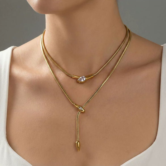 Wholesale Women's Ins Style Snake Head Snake Bone Chain Electroplated Necklace