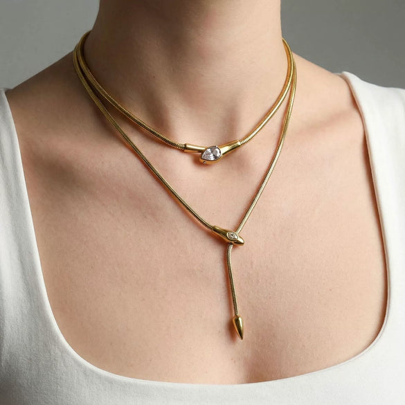 Wholesale Women's Ins Style Snake Head Snake Bone Chain Electroplated Necklace